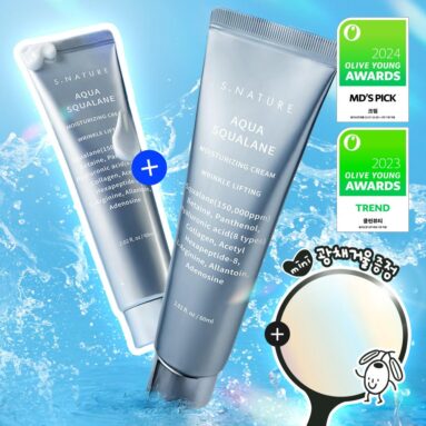 S.NATURE Aqua Squalane Moisturizing Cream 60ml Double Pack (+Mini Mirror)